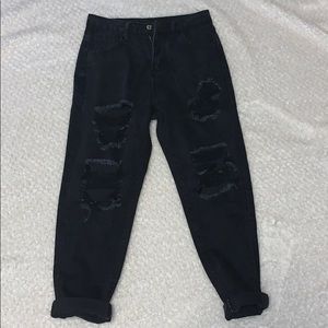 black ripped jeans